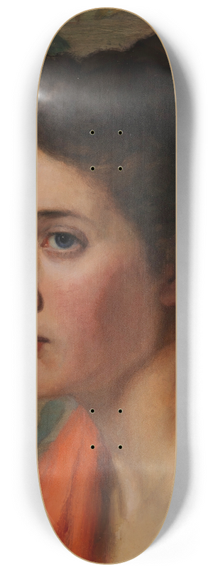 Otto Heinrich Engel - Weiblicher Studienkopf vor floralem Hintergrund 8.25 inch art skate deck