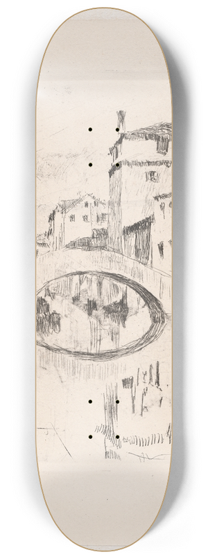 Otto Henry Bacher - Bridge in Moonlight 8.25 inch art skate deck