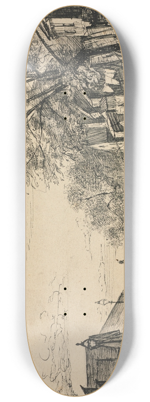 Otto Henry Bacher - Spring Street, Cleveland 8.25 inch art skate deck Otto Henry Bacher - Spring Street, Cleveland 8.25 inch art skate deck