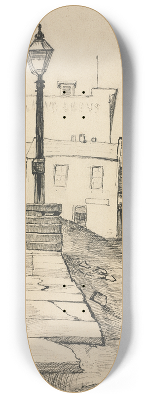 Otto Henry Bacher - Street Scene, Cleveland 8.25 inch art skate deck Otto Henry Bacher - Street Scene, Cleveland 8.25 inch art skate deck