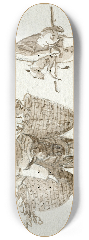 Otto Howen - Vrouw op een ezel, herder met schaap 8.25 inch art skate deck