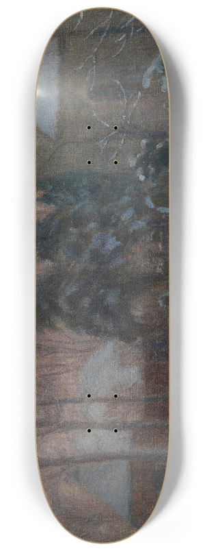 Otto Modersohn - Winterabend, Fischerhuder Kirche mit Heimathaus 8.25 inch art skate deck