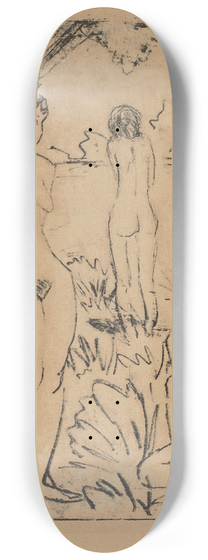 Otto Mueller - Ein am Baum stehendes, ein sitzendes und zwei badende Mdchen III 8.25 inch art skate deck