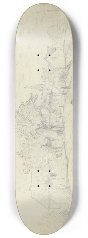 Otto Scholderer - Hirte mit Herde am Dorfeingang 8.25 inch art skate deck