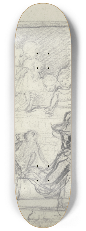 Otto Scholderer - Leierkastenmann mit Affe vor Zuschauern 8.25 inch art skate deck