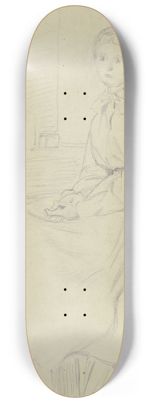 Otto Scholderer - Luise Scholderer am Tisch sitzend 8.25 inch art skate deck