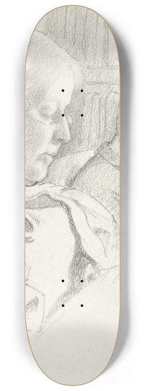 Otto Scholderer - Luise Scholderer und Victor beim Lesen 8.25 inch art skate deck