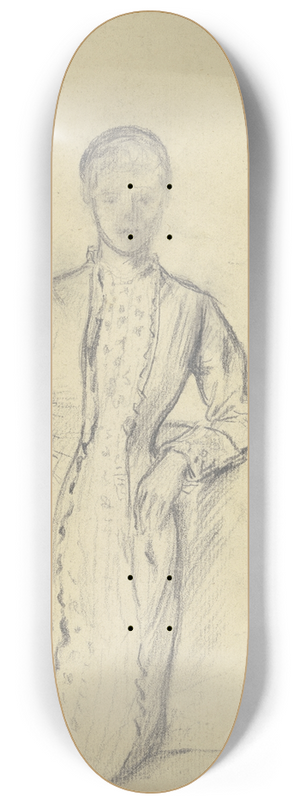 Otto Scholderer - Stehende Frau im hochgeschlossenen Rschenkleid 8.25 inch art skate deck