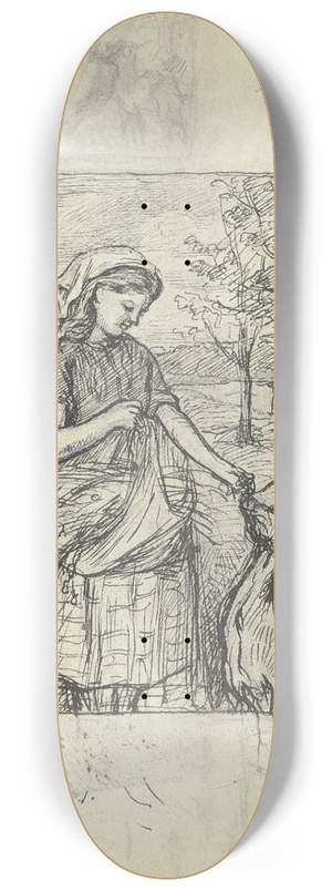 Otto Scholderer - Stehendes Mdchen, eine Ziege ftternd 8.25 inch art skate deck