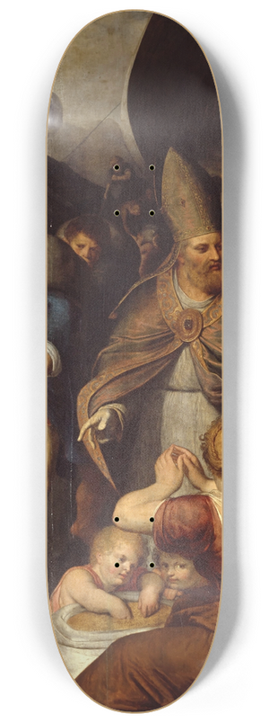 Otto van Veen - During a Famine in Myra Saint Nicholas Saves the People 8.25 inch art skate deck