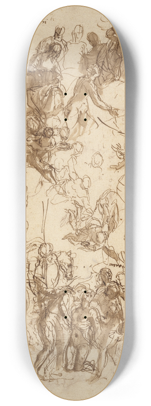 Paolo Veronese - Sheet of Studies for The Martyrdom of Saint George 8.25 inch art skate deck Paolo Veronese - Sheet of Studies for The Martyrdom of Saint George 8.25 inch art skate deck