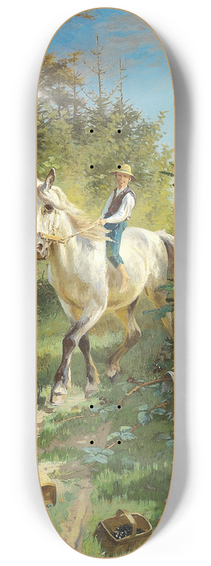 Adolf Mackeprang - Dreng p en hvid hest i skoven 8.25 inch art skate deck