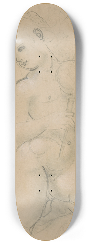 Paul Baudry - Three Studies of a Nude Holding a Bagpipe 8.25 inch art skate deck