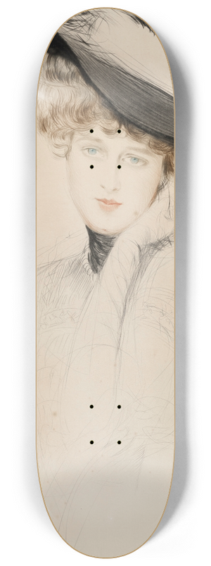 Paul Csar Helleu - Portrait de femme au chapeau 8.25 inch art skate deck
