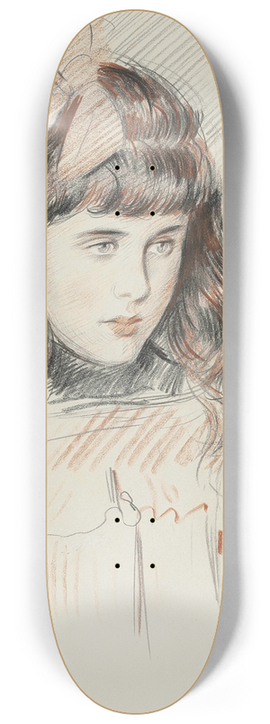 Paul Csar Helleu - Portrait of Ellen Helleu, the artists daughter 8.25 inch art skate deck