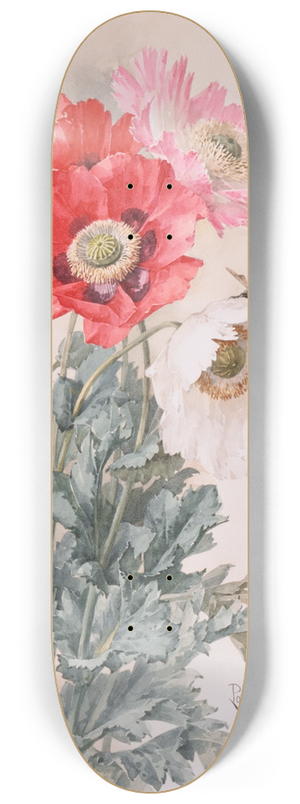 Paul de Longpre - Poppies and Bees 8.25 inch art skate deck