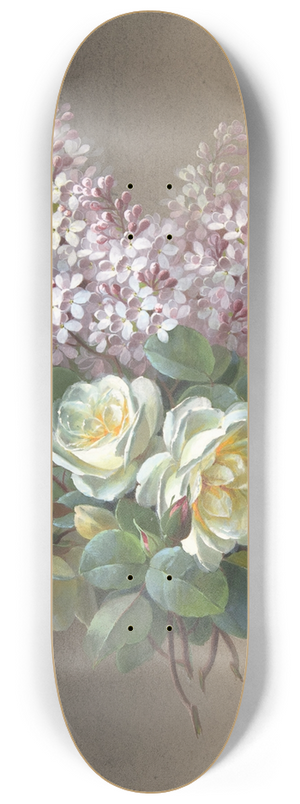 Paul de Longpre - Roses and Lilacs 8.25 inch art skate deck