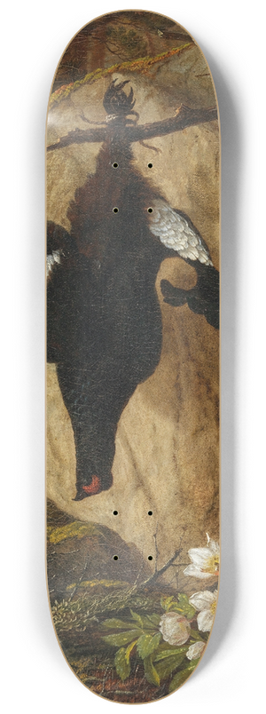 Pauline Halm-Flechner - A Wood Grouse and Black Hellebore 8.25 inch art skate deck