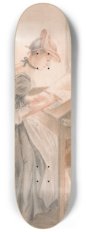 Paul Sandby - A Lady Copying at a Drawing Table 8.25 inch art skate deck
