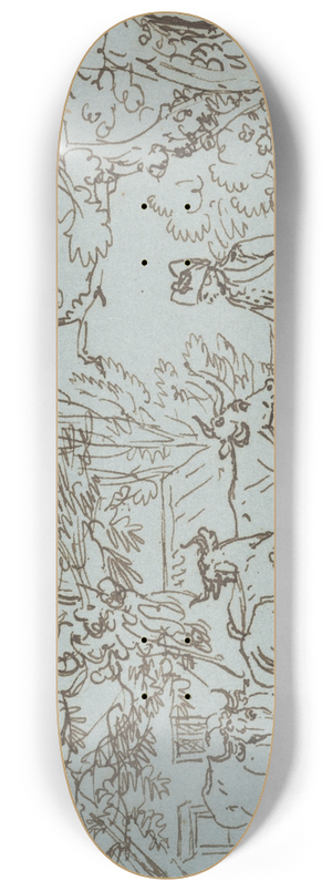 Paul Sandby - Landscape with a Milk Maid and a Beau 8.25 inch art skate deck Paul Sandby - Landscape with a Milk Maid and a Beau 8.25 inch art skate deck