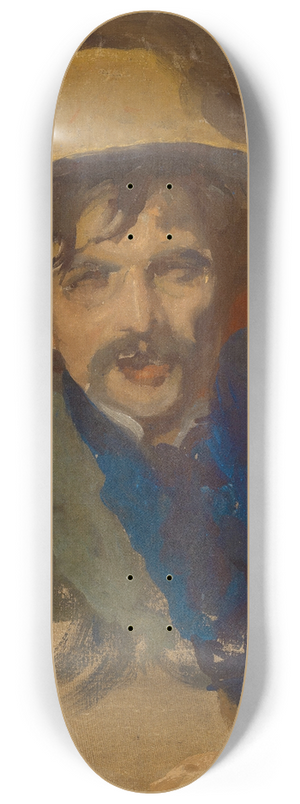 Paul Schroeter - Self-portrait of the Painter with the Straw Hat of the Painter Fritz Overbeck (18691909) 8.25 inch art skate deck
