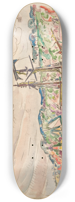 Paul Signac - Ships near the Trieux River 8.25 inch art skate deck