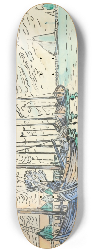 Paul Signac - Volendam, Barques De Pche 8.25 inch art skate deck