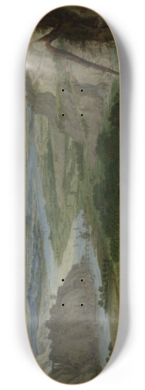 Peeter Gijsels - River Landscape with Travelers 8.25 inch art skate deck