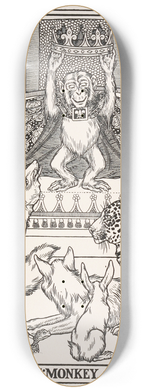 Percy J. Billinghurst - The Fox, the Monkey, and the Animals 8.25 inch art skate deck