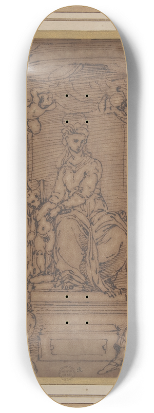Perino Del Vaga - Virgin and Child Enthroned with Saint Anthony Abbot, Saint Peter, Saint Paul, Saint Julian the Hospitaler, Saint Roch, and Saint Mary Magdalen 8.25 inch art skate deck Perino Del Vaga - Virgin and Child Enthroned with Saint Anthony Abbot, Saint Peter, Saint Paul, Saint Julian the Hospitaler, Saint Roch, and Saint Mary Magdalen 8.25 inch art skate deck