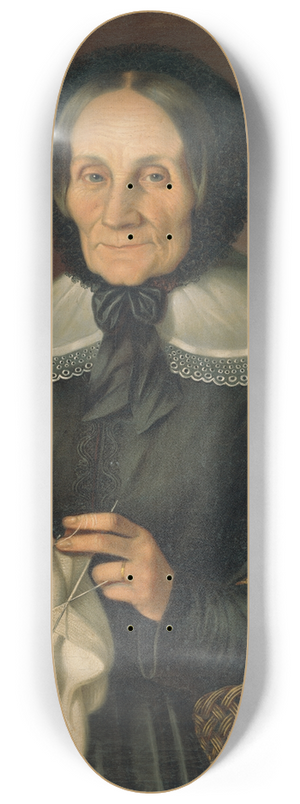 Peter Michal Boh - Portrait of Mrs. Kubnov Knitting 8.25 inch art skate deck
