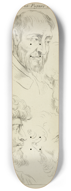 Peter Paul Rubens - Five studies of mens heads, four in profile 8.25 inch art skate deck