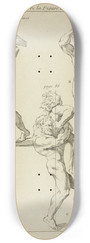 Peter Paul Rubens - Four male figures; two bearing large books on their shoulders and the other two wrestling 8.25 inch art skate deck