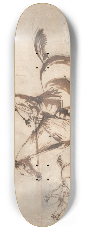 Peter Tillemans - Horse and Rider Walking to Left in a Hilly Landscape 8.25 inch art skate deck