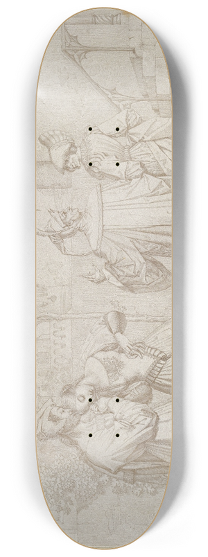 Peter von Cornelius - Drawing for Goethes Faust; The Stroll in the Garden 8.25 inch art skate deck