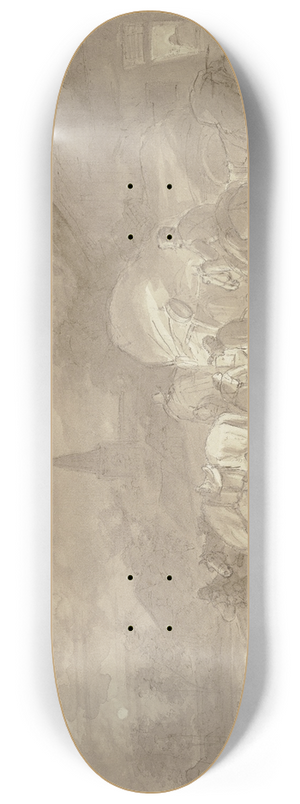 Peter von Hess - Nchtliche Rast in einem Kirchdorf 8.25 inch art skate deck