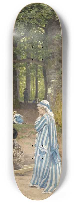 Anton von Werner - The Artists Wife and Daughters in a Park at Heringsdorf 8.25 inch art skate deck