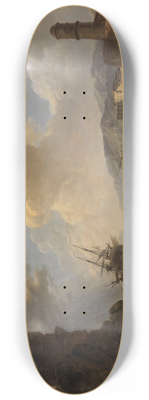 Philip James de Loutherbourg - A Storm at the Entrance of a Mediterranean Port 8.25 inch art skate deck