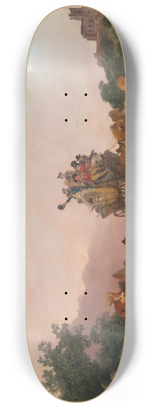 Philip James de Loutherbourg - Revellers on a Coach 8.25 inch art skate deck