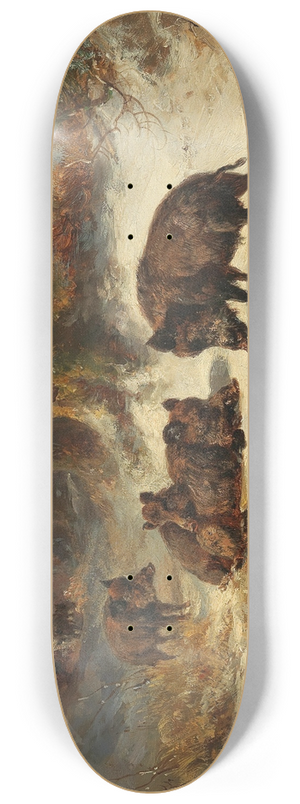 Anton Weinberger - Wild Boars in a Wintry Forest 8.25 inch art skate deck