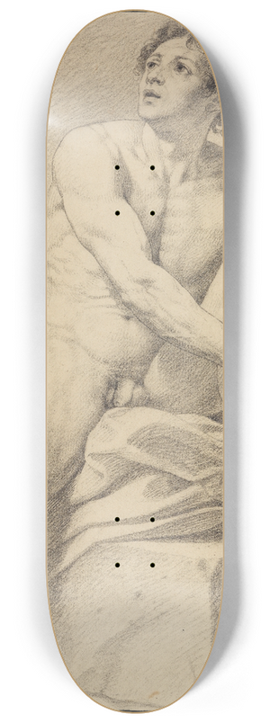 Philipp Jakob Becker - Sitzender, das linke Bein hochgestellt und mit beiden Hnden umfat 8.25 inch art skate deck