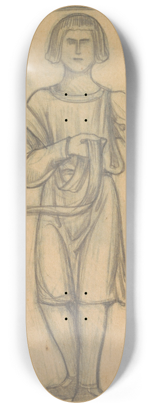 Antoon Derkinderen - Ontwerp voor wandschildering in de Beurs van Berlage; staande man met banderol 8.25 inch art skate deck