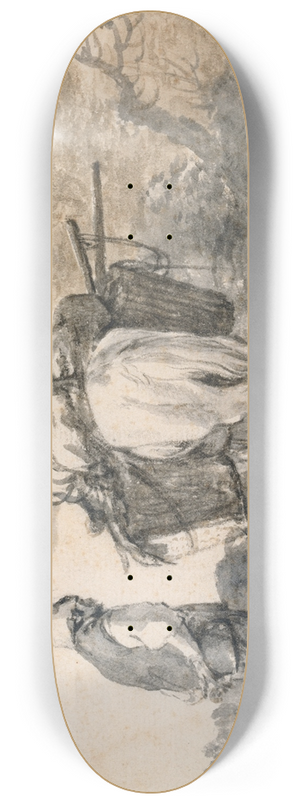 Philips Wouwerman - Two Travellers in Conversation 8.25 inch art skate deck