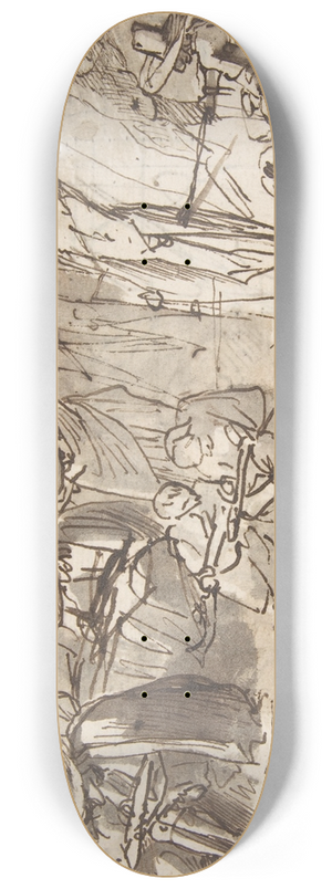 Pier Francesco Mola - Artists Drawing and Painting in a Studio 8.25 inch art skate deck