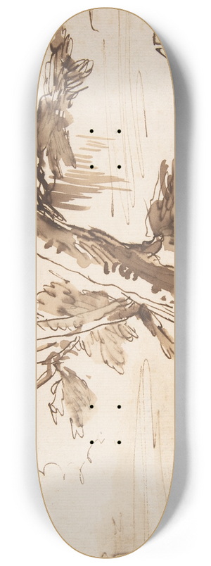 Pier Francesco Mola - Landscape with Two Men Under a Tree. 8.25 inch art skate deck
