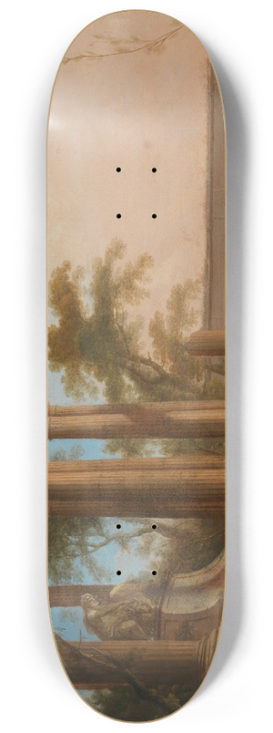 Pierre Antoine Patel the younger - Landscape with ruins and an aqueduct 8.25 inch art skate deck