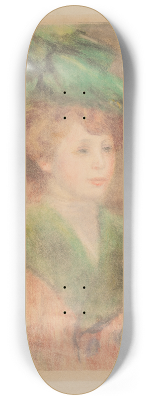 Pierre-Auguste Renoir - Lady With Green Hat (Mlle. Dieterle) 8.25 inch art skate deck