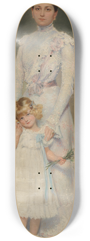 Adolf Pirsch - Portrait of Anna Maria Elisabeth Aloyse Countess Chorinsky Freiin von Ledske with her governess 8.25 inch art skate deck