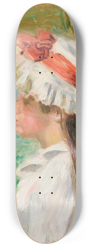 Pierre-Auguste Renoir - Tte de jeune fille coiffe dun chapeau de jardin 8.25 inch art skate deck Pierre-Auguste Renoir - Tte de jeune fille coiffe dun chapeau de jardin 8.25 inch art skate deck