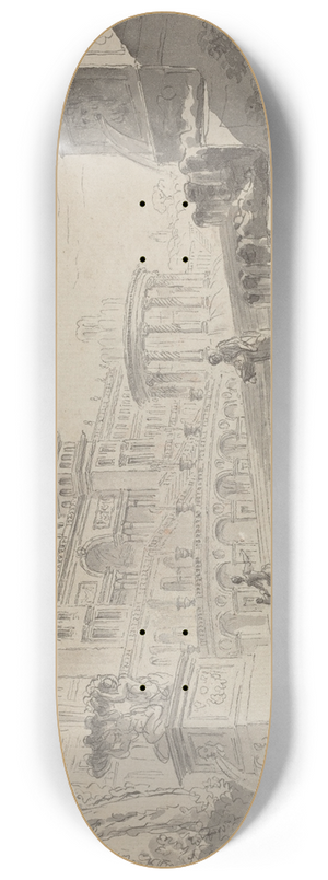 Pierre Lelu - Fantasy on the Villa Medici with Fountains 8.25 inch art skate deck